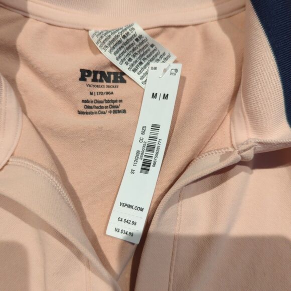 Victoria's Secret PINK Seemless Polo Womens Medium Collar Crop Top Short Sleeve - Picture 5 of 6